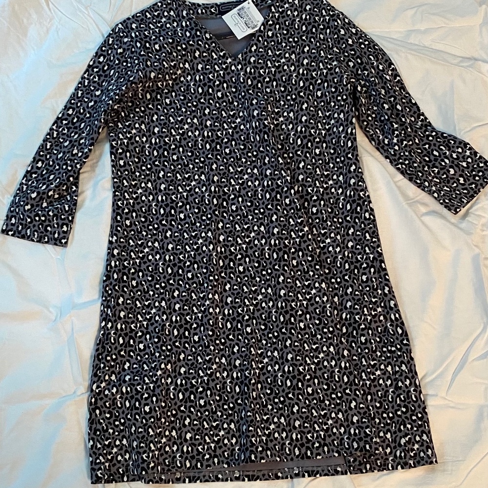 gray black & white leopard print dress